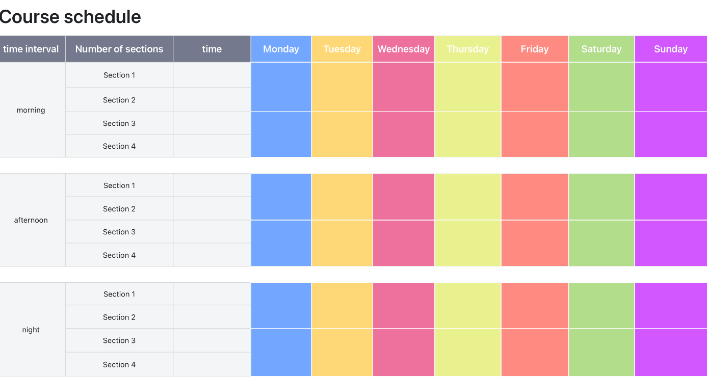 Course schedule 2